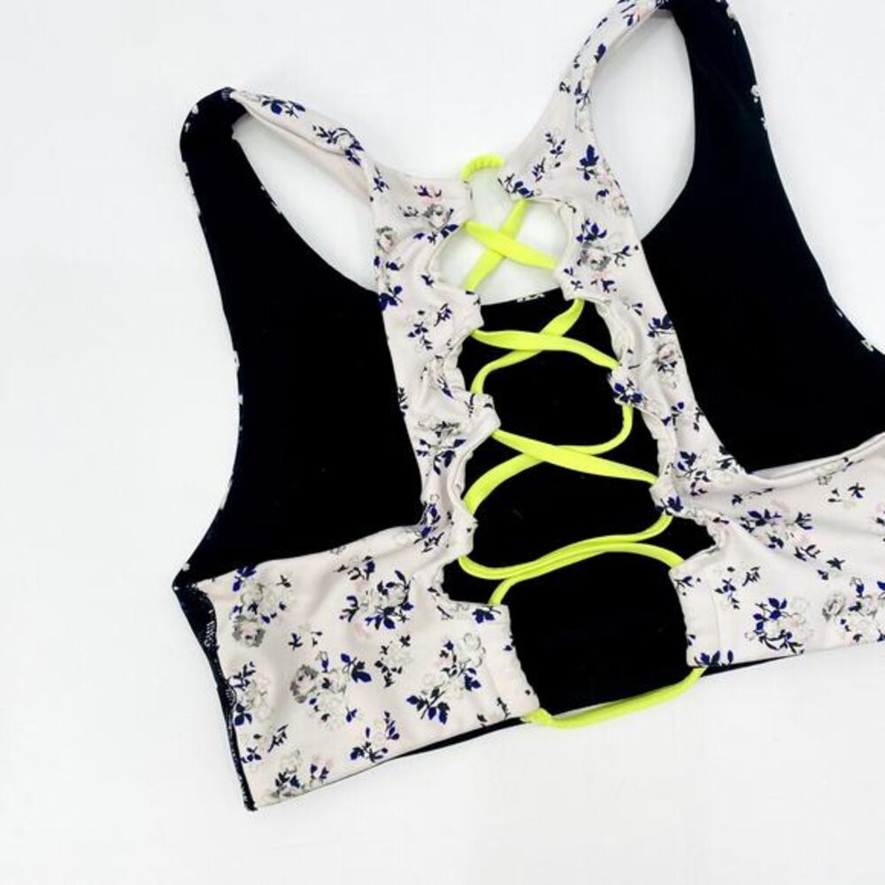 Victoria's Secret Pink Floral Lace Up Sports Bra